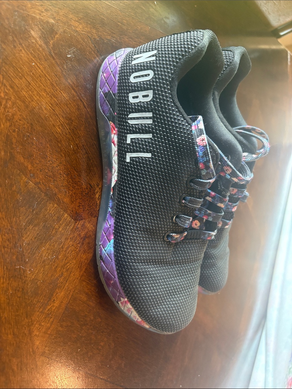 NOBULL Black Training Shoes with Purple & Floral Accents